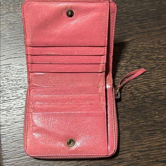 Balenciaga Rose Leather Zip Wallet - Picture 2 of 6